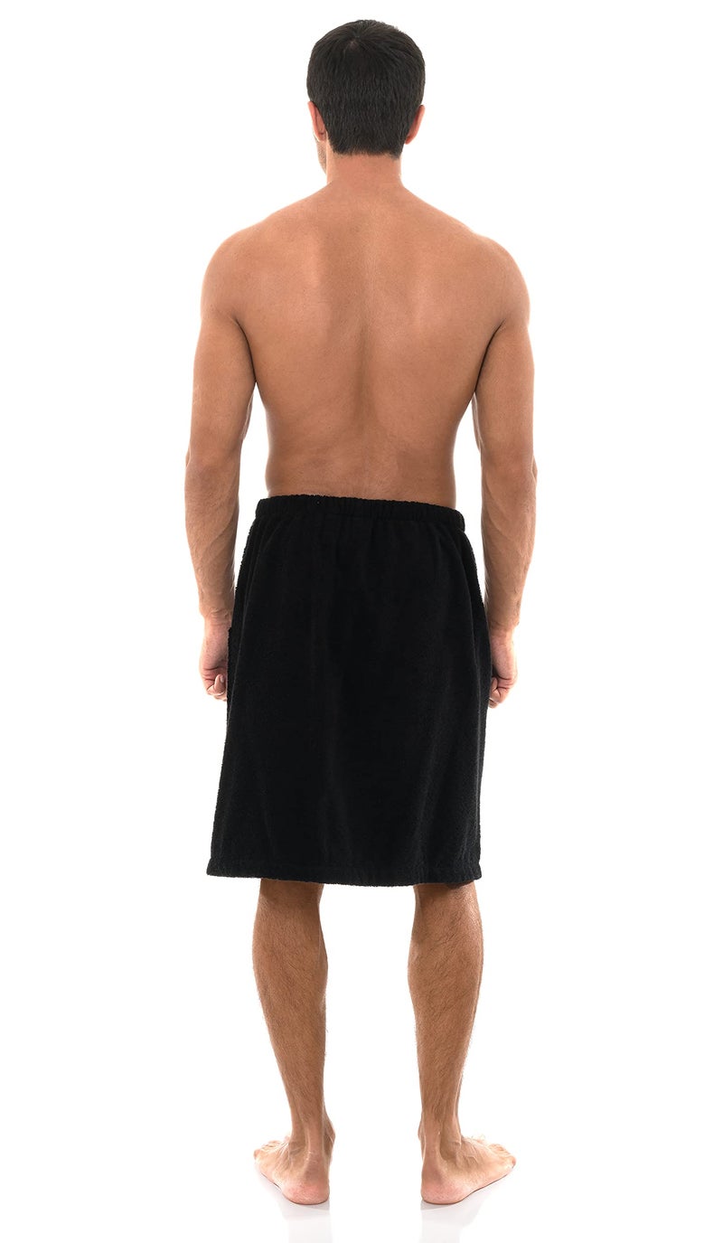 TowelSelections Mens Shower Wrap Adjustable Cotton Terry Cloth Spa Bath Towel Wrap Sauna Gym Towels for Men Large-X-Large Black - Image 2